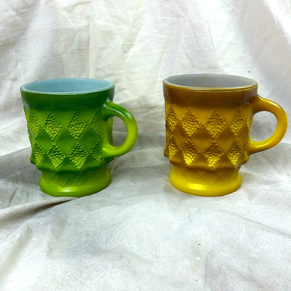 Vintage 1960s Anchor Hocking Fire King Coffee Cup Set